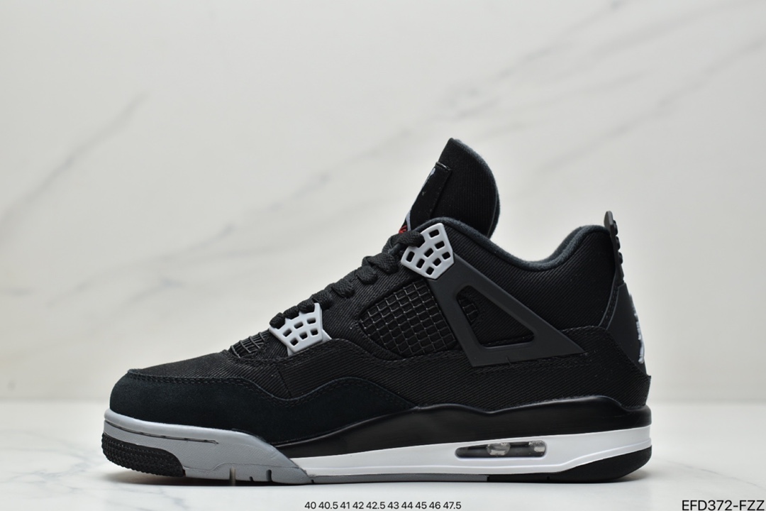 篮球鞋, Jordan, Black, AJ4, Air Jordan 4, Air Jordan - UNDEFEATED x 乔丹AJ4 Air Jordan 4 "Black Canvas" 篮球鞋