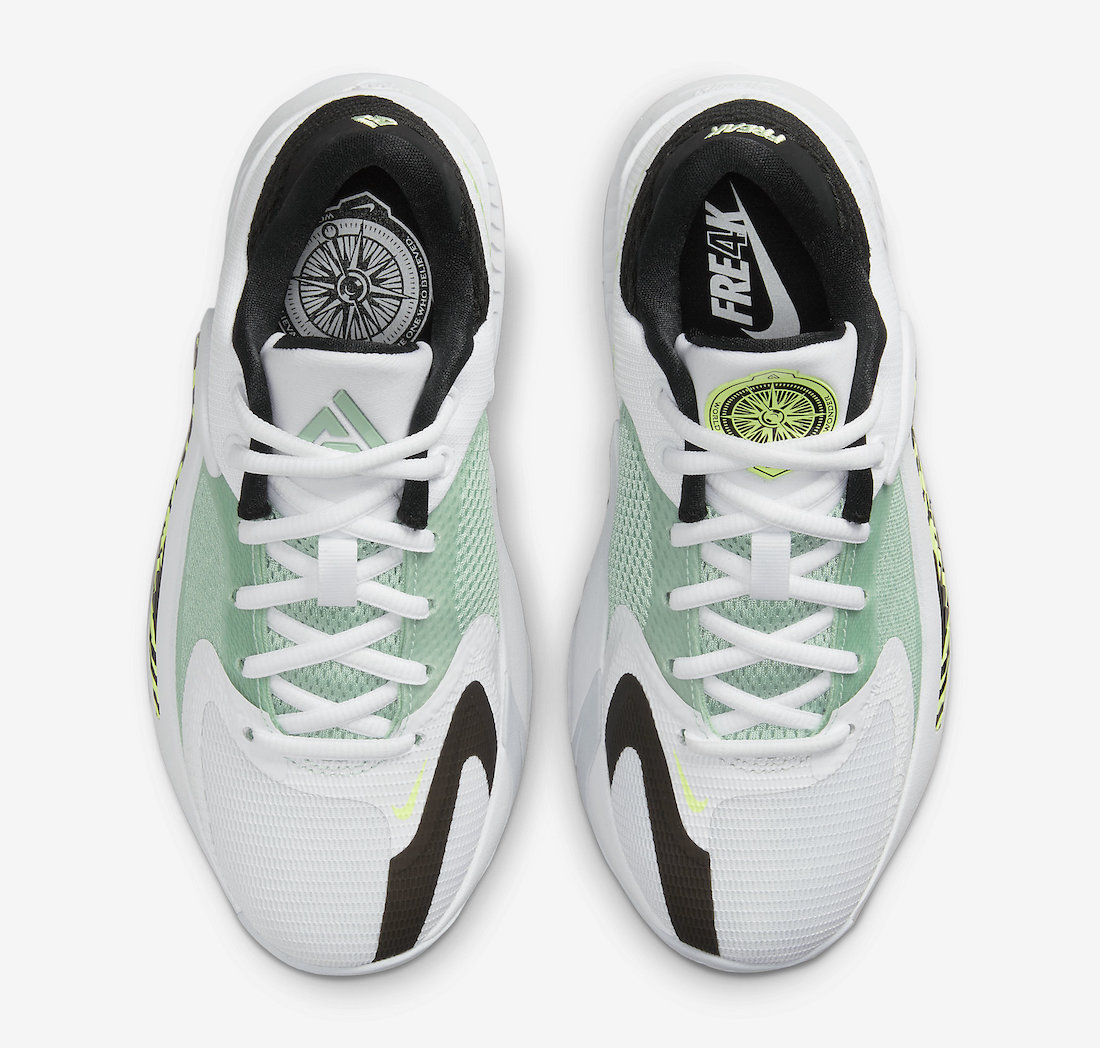 Nike Zoom Freak 4 White Black Barely Volt GS DQ0553-100 Release Date