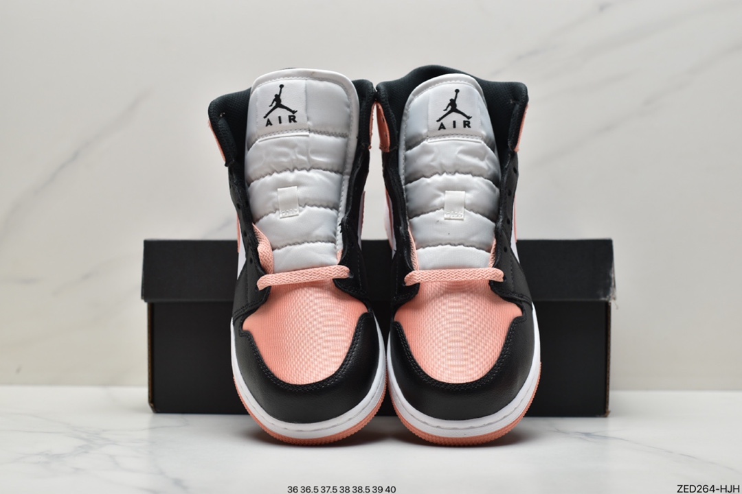 篮球鞋, 乔丹篮球鞋, Swoosh, Jordan, Aj1, Air Jordan 1 Mid, Air Jordan 1, Air Jordan - 乔丹 Air Jordan 1 Mid (GS) 中帮 黑粉色 AJ1 乔丹1代 中邦 黑玫粉 乔丹篮球鞋