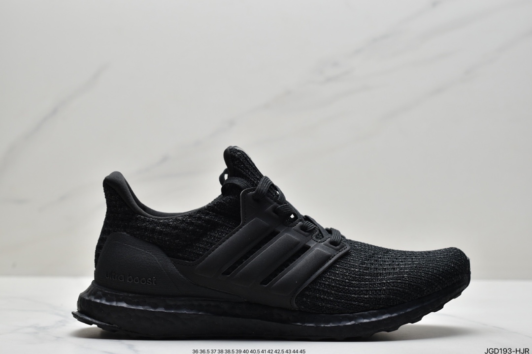 阿迪达斯 Adidas Ultra Boost Triple Black UB4.0爆米花减震跑鞋 全黑 货号：BB6171