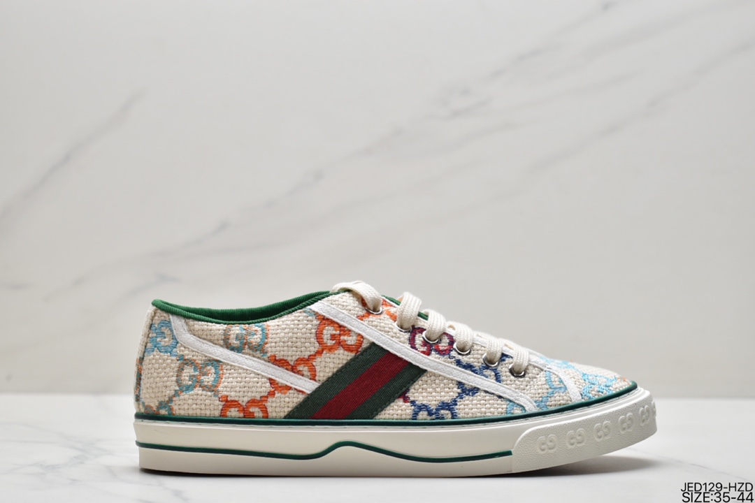 GUCCI古驰 Tennis 1977 Print Sneaker帆布印花复古休闲运动板鞋