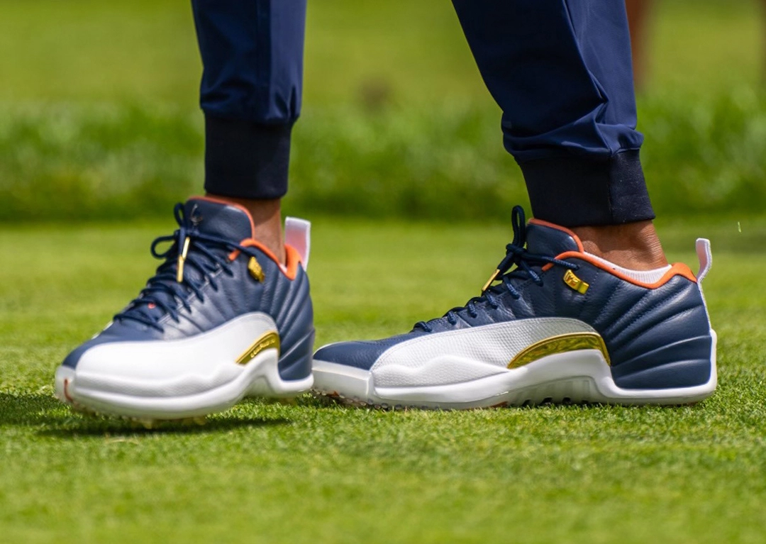 Air Jordan 12 Low Golf Midnight Navy White Burnt Sunrise Metallic Gold DZ4524-400 Release Date