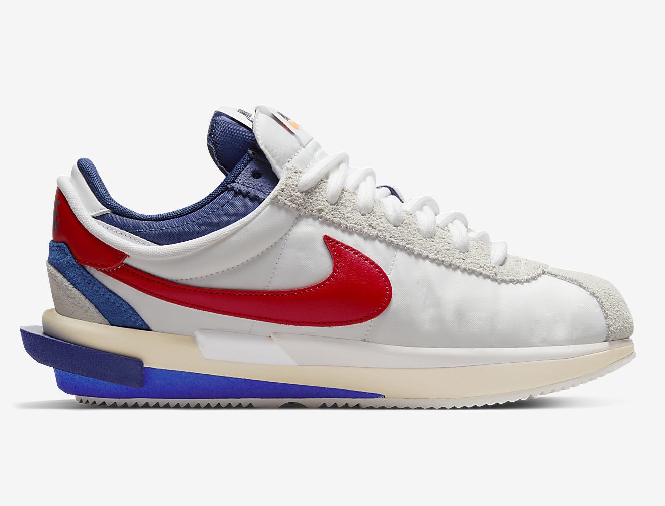 Sacai Nike Cortez White Light Cream University Red DQ0581-100 Release Date