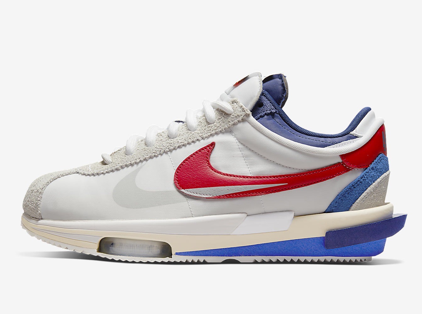 Sacai Nike Cortez White Light Cream University Red DQ0581-100 Release Date