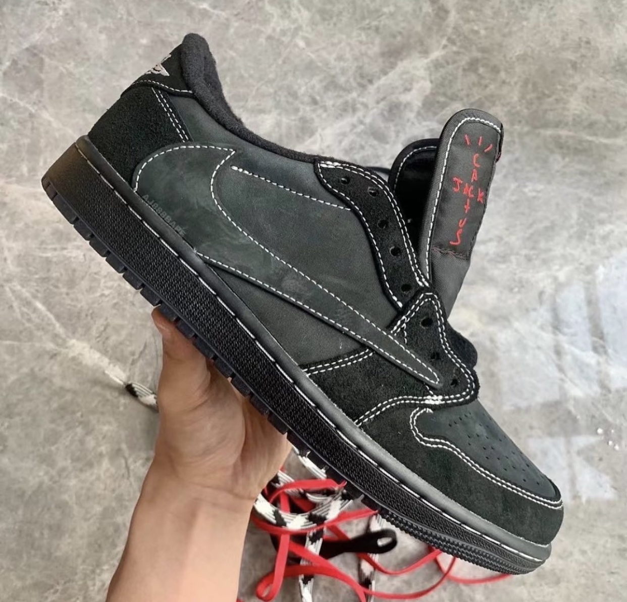 Travis Scott Air Jordan 1 Low Black Phantom DM7866-001 Release Date On-Feet