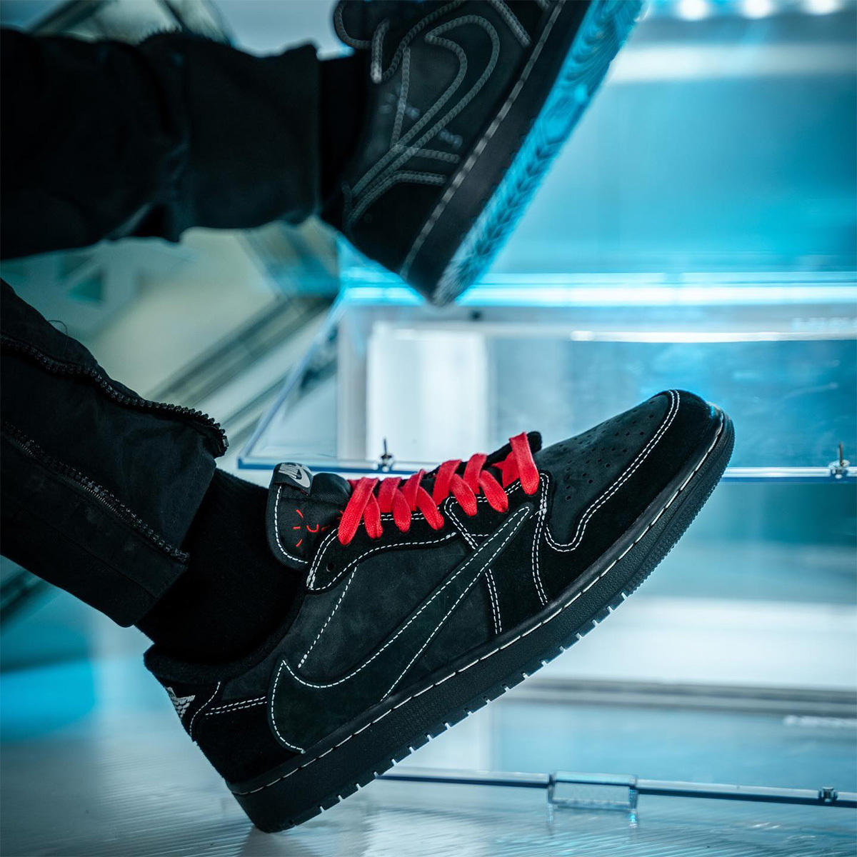 Travis Scott Air Jordan 1 Low Black Phantom DM7866-001 Release Date On-Feet