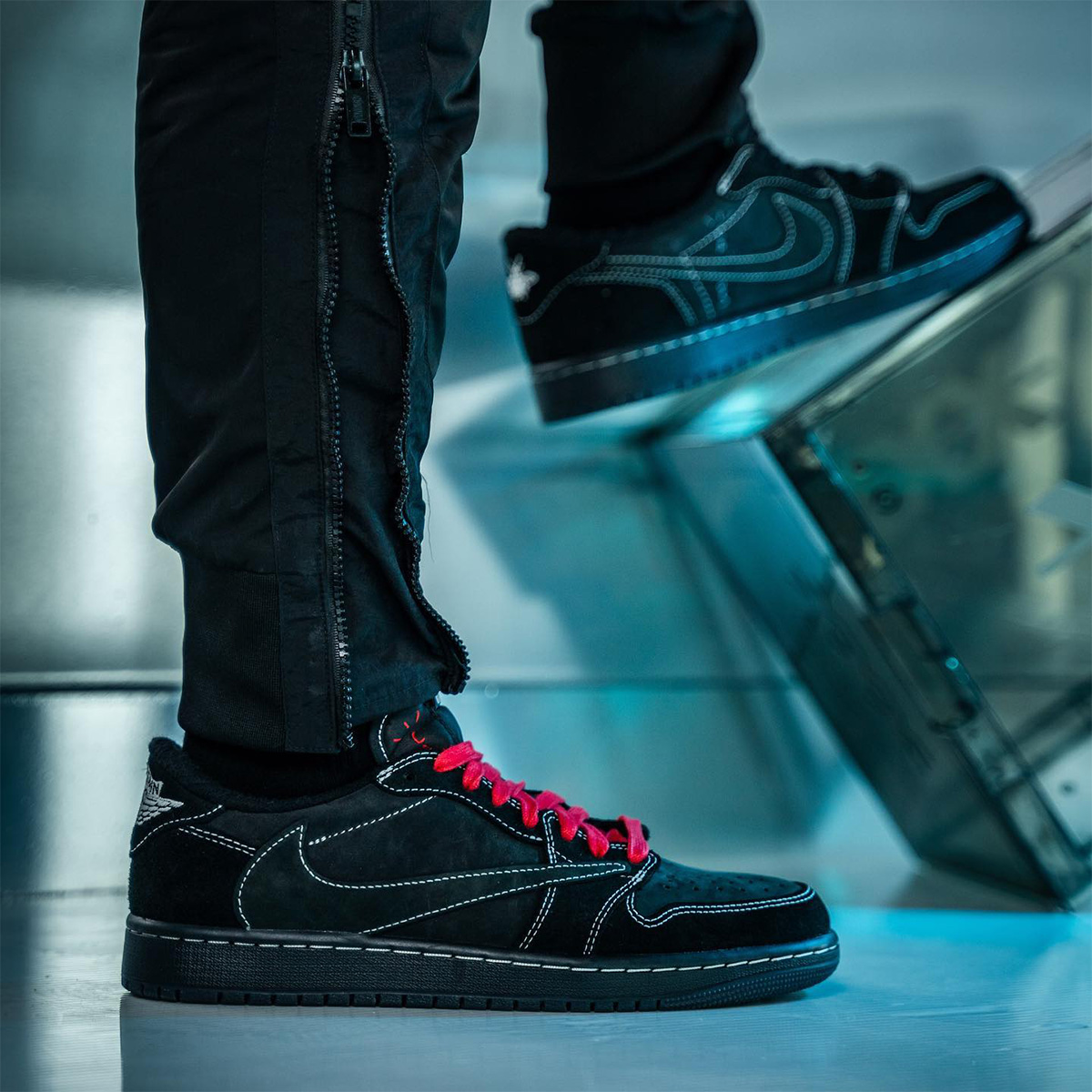 Travis Scott Air Jordan 1 Low Black Phantom DM7866-001 Release Date On-Feet