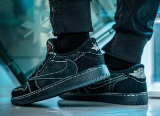 Travis Scott x Air Jordan 1 Low “Black Phantom “在脚上看起来如何？