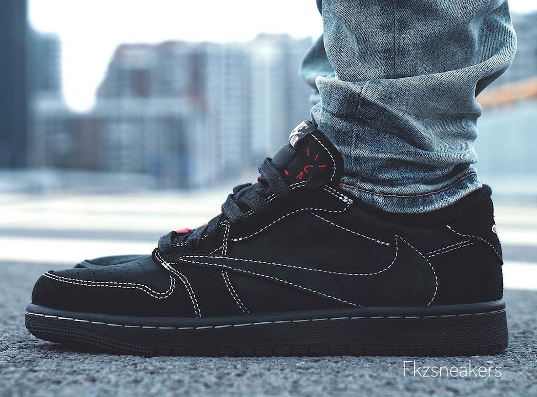 Travis Scott Air Jordan 1 Low OG Black Phantom DM7866-001 Release Date On-Foot