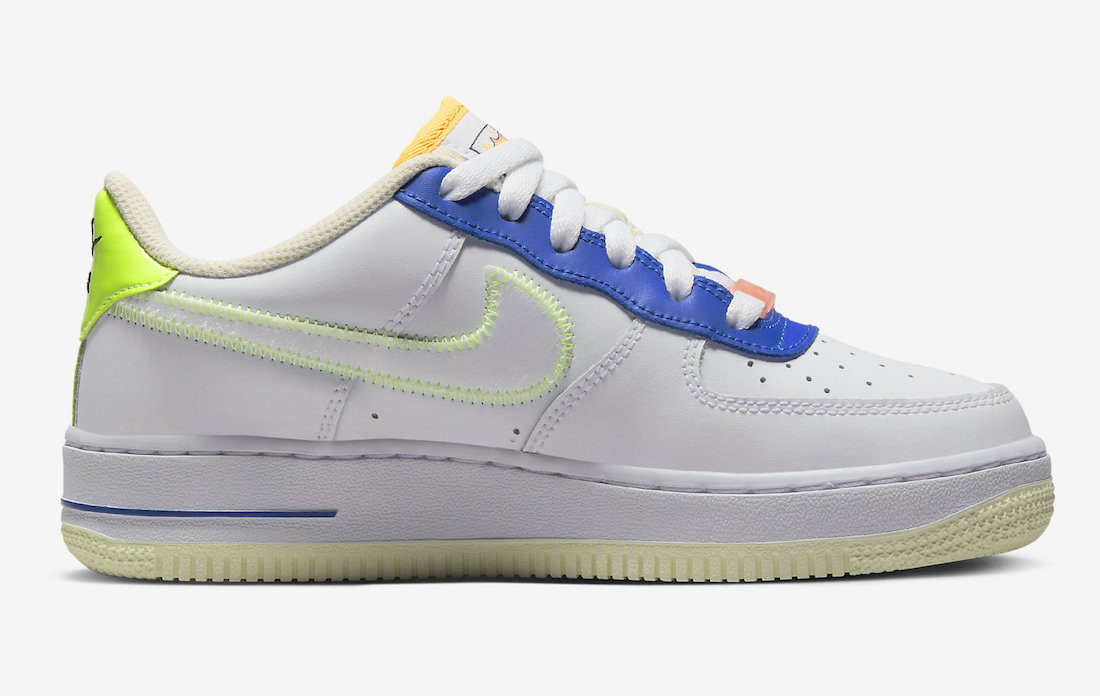 Nike Air Force 1 Low GS White Laser Orange Ghost Green Grey Heather FB1393-111 Release Date