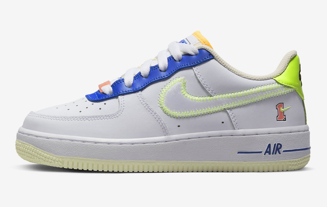 Nike Air Force 1 Low GS White Laser Orange Ghost Green Grey Heather FB1393-111 Release Date