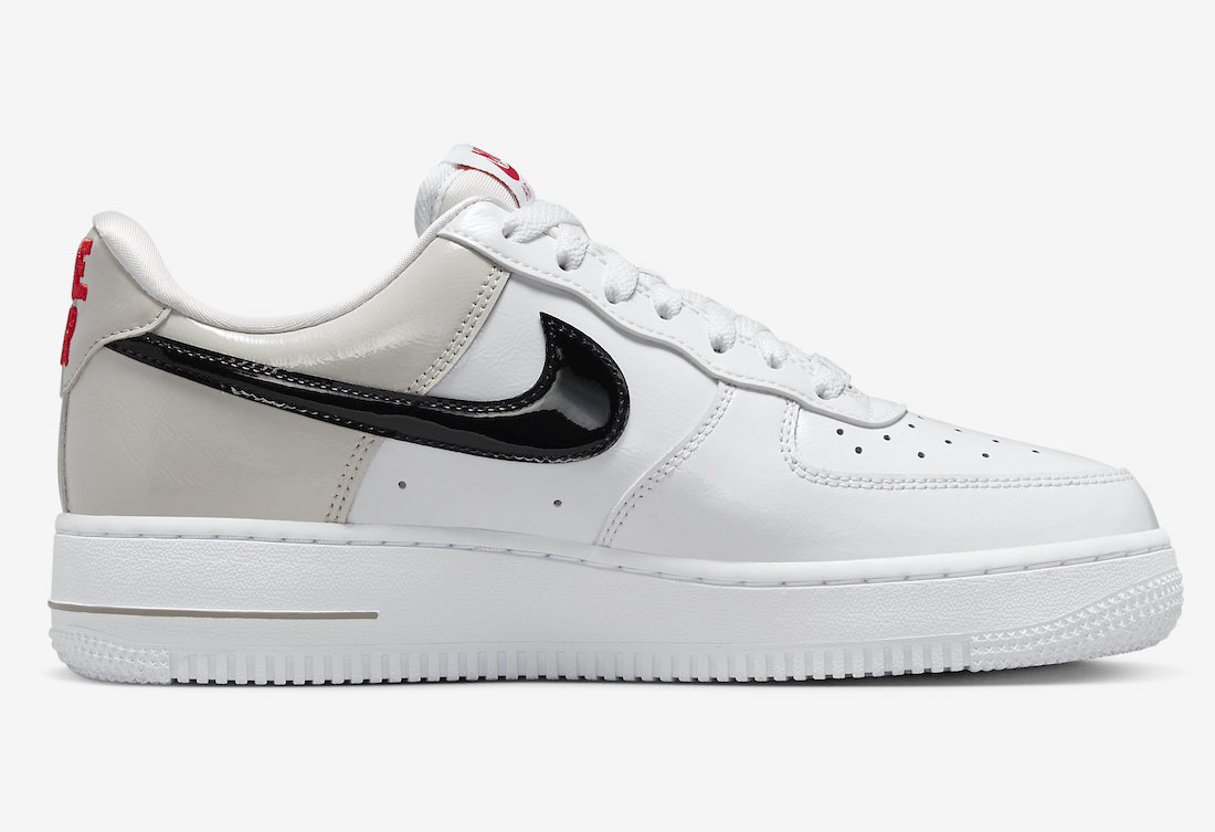 Nike Air Force 1 Low Light Iron Ore Black White University Red DQ7570-001 Release Date