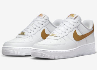 Nike Air Force 1 Low Next Nature以 “金色麂皮 “的形式出现。