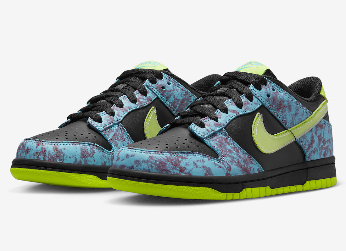 Nike Dunk Low GS Acid Wash Black Volt Baltic Blue DV1694-900 Release Date