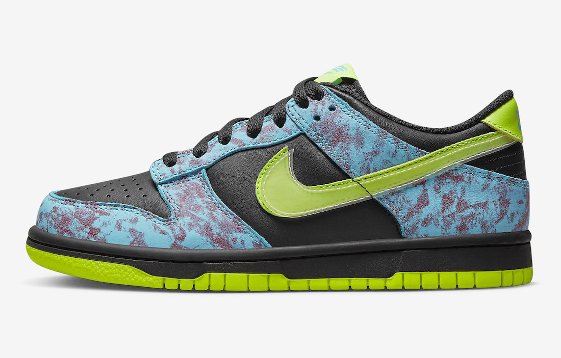 Nike Dunk Low GS Acid Wash Black Volt Baltic Blue DV1694-900 Release Date