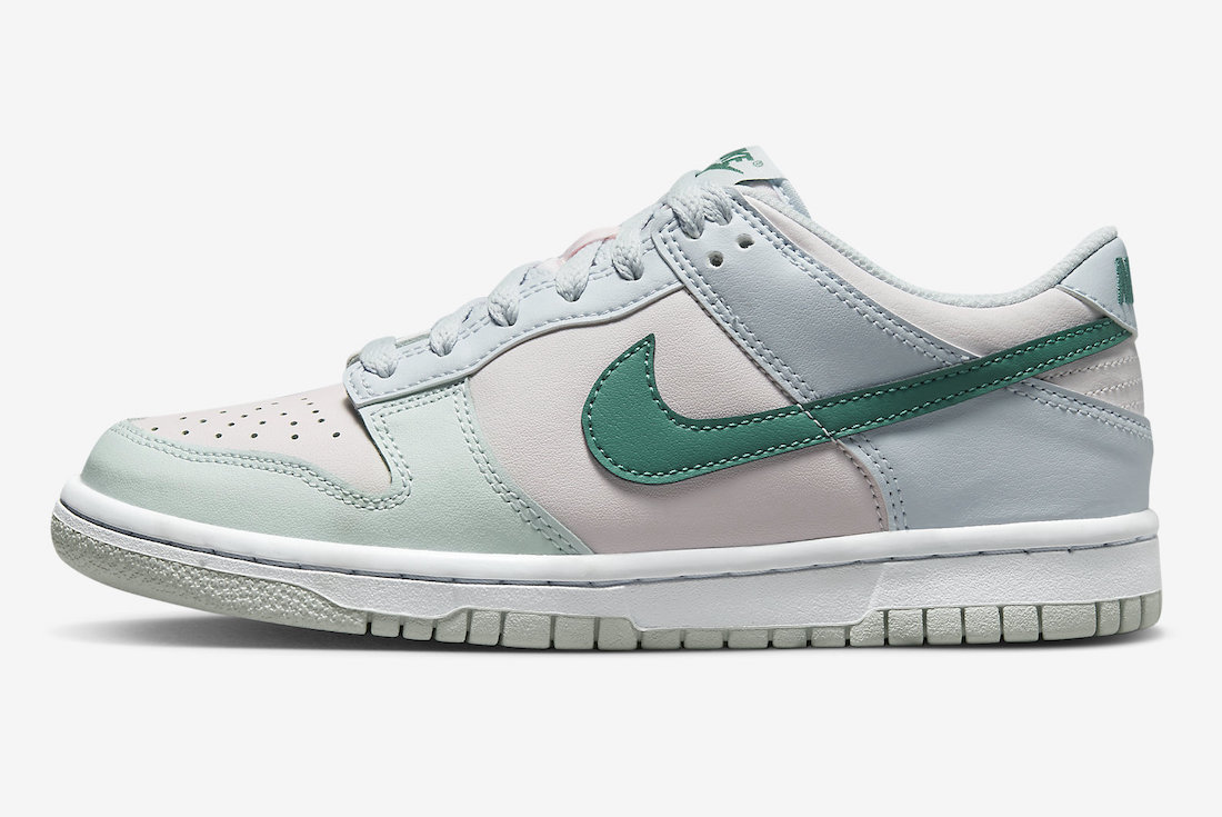 Nike Dunk Low GS Football Grey Mineral Teal Pearl Pink FD1232-002 Release Date