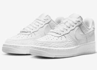 全白的Nike Air Force 1 Low “月度色彩 “与爬行动物的纹理