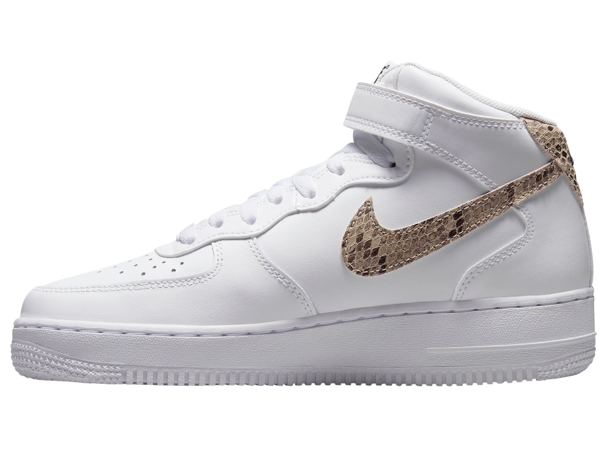 Nike Air Force 1 Mid Snakeskin Swoosh DD9625-101 Release Date Lateral