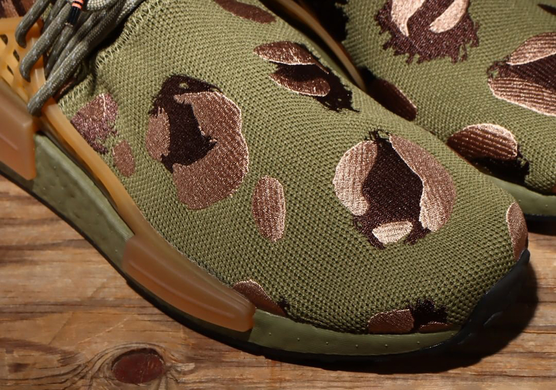 Pharrell adidas NMD Hu Animal Print Olive HQ9148 Release Date