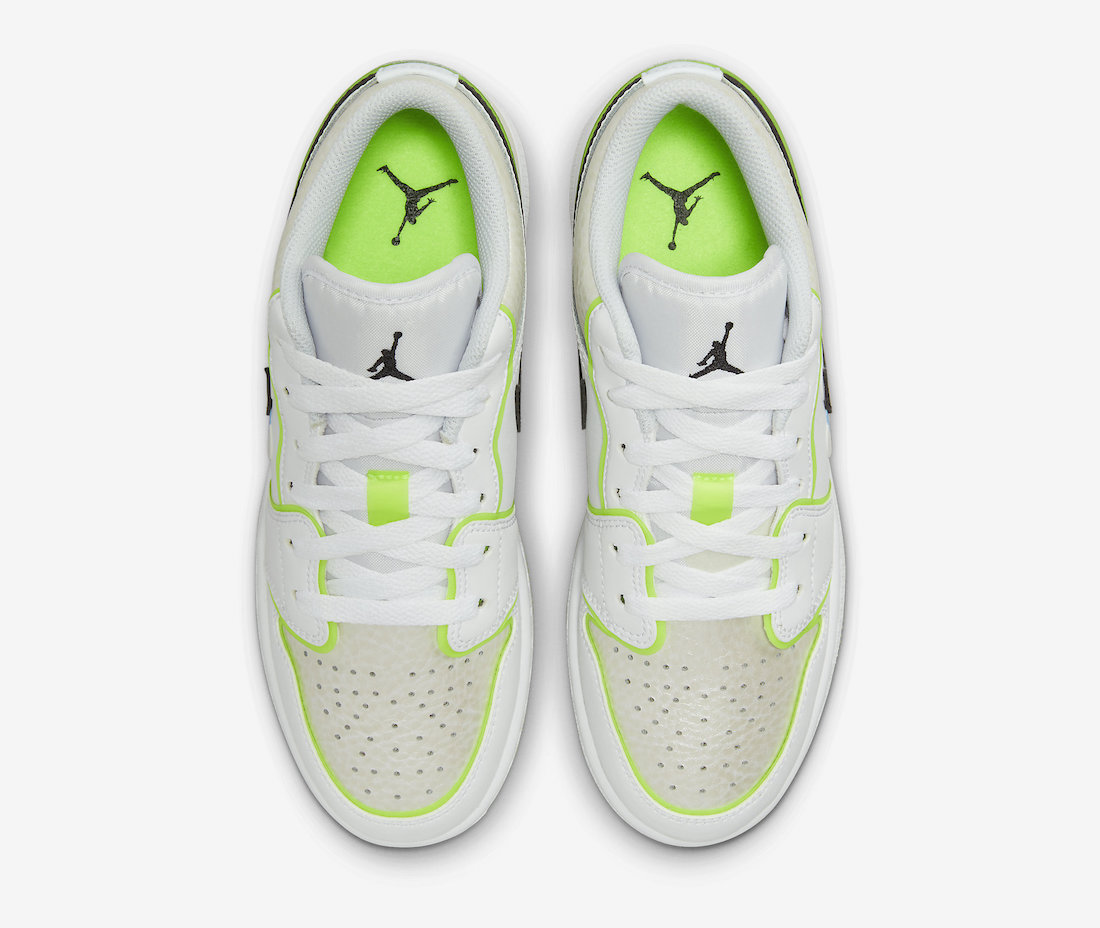 Air Jordan 1 Low GS White Black Platinum Tint Volt Blue Tint DV1324-117 Release Date