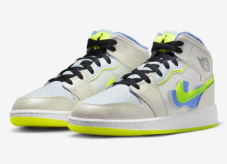 儿童Air Jordan 1 Mid with Volt TPU Swooshes