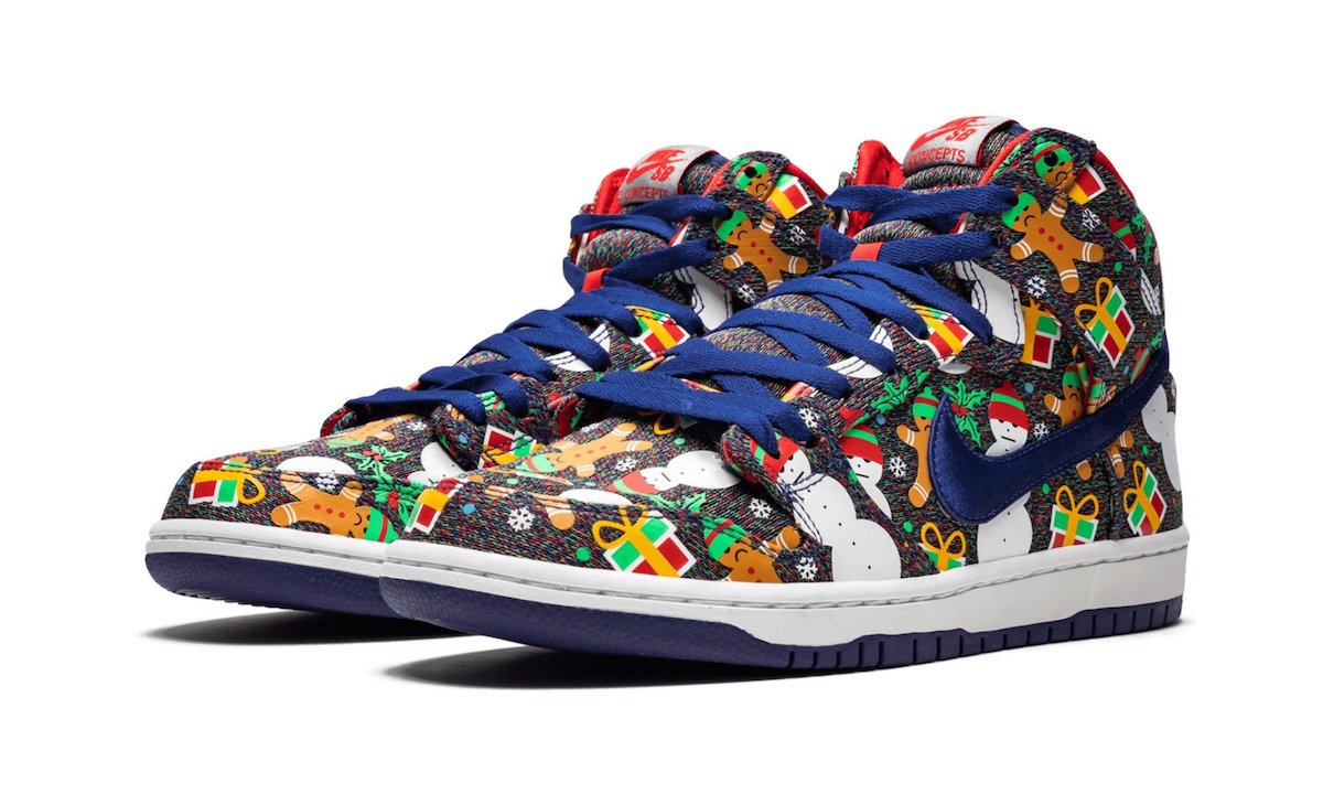 Concepts Nike SB Dunk High Ugly Christmas Sweater 881758-446 Release Date Lateral