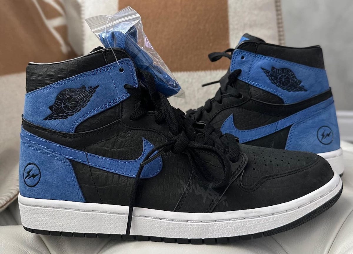 Fragment Air Jordan 1 Croc Black Royal Sample