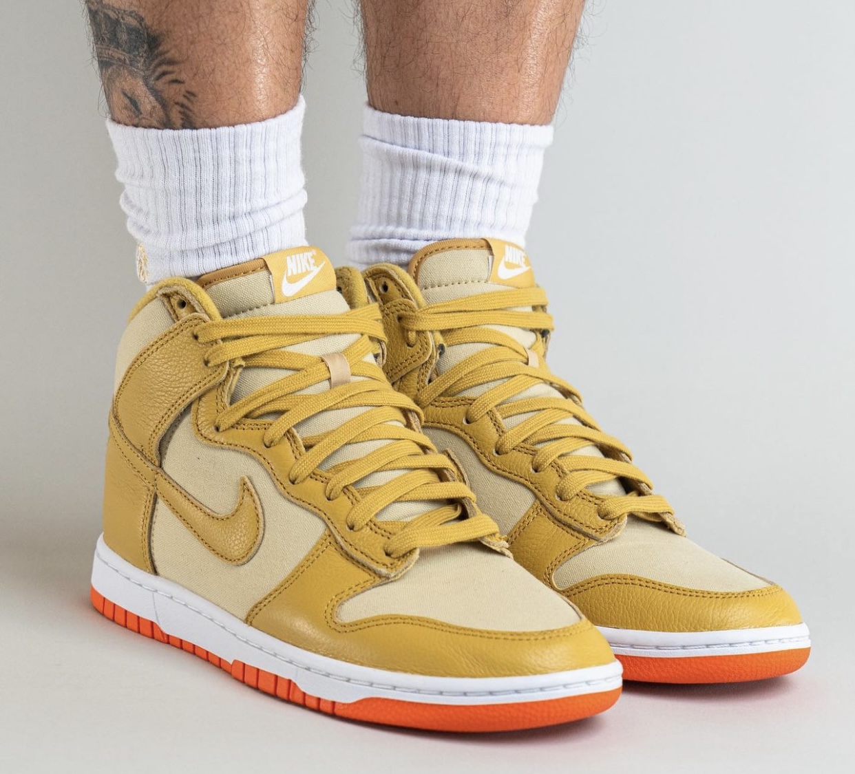 Nike Dunk High Gold Canvas DV7215-700 On-Feet