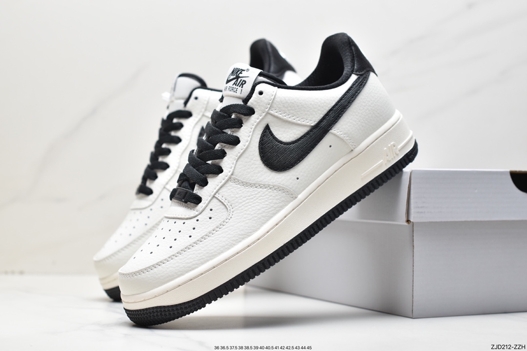 空军一号, 板鞋, Swoosh, Nike Air Force 1 Low, Nike Air Force 1, Nike Air, NIKE, Air Force 1 Low, Air Force 1 - 耐克Nike Air Force 1 Low '07 “米黑”配色 低帮空军一号休闲板鞋 MK9636-125