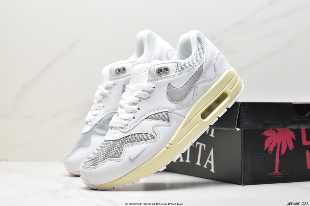 跑鞋, 联名, 慢跑鞋, Patta, Nike Air Max 1, Nike Air Max, Nike Air, NIKE, EVA, Black, Air Max 1, Air Max - 耐克 Patta x Nike Air Max 1"Black/White/Grey"⁠⁠初代复古气垫百搭休闲运动慢跑鞋  DQ0299-100