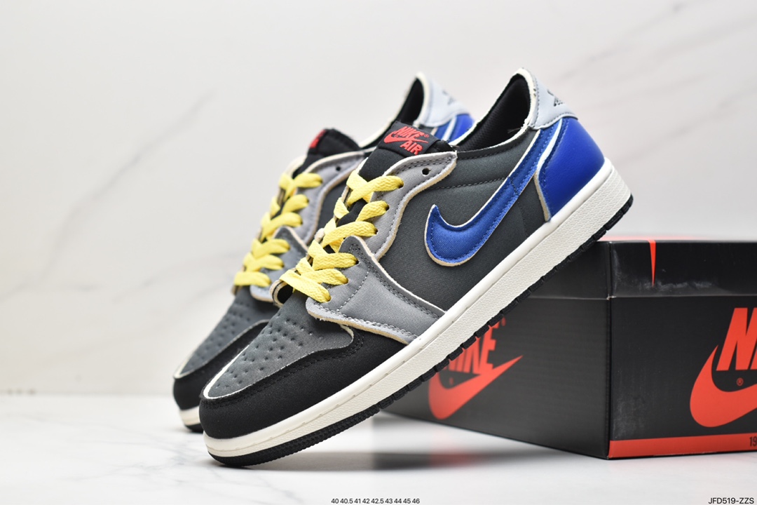 运动鞋, 篮球鞋, 低帮篮球鞋, Jordan, Air Jordan 1, Air Jordan - Air Jordan 1 Retro Low OG EX AJ乔丹低帮篮球鞋 黑灰蓝复古运动鞋 DV0982-006