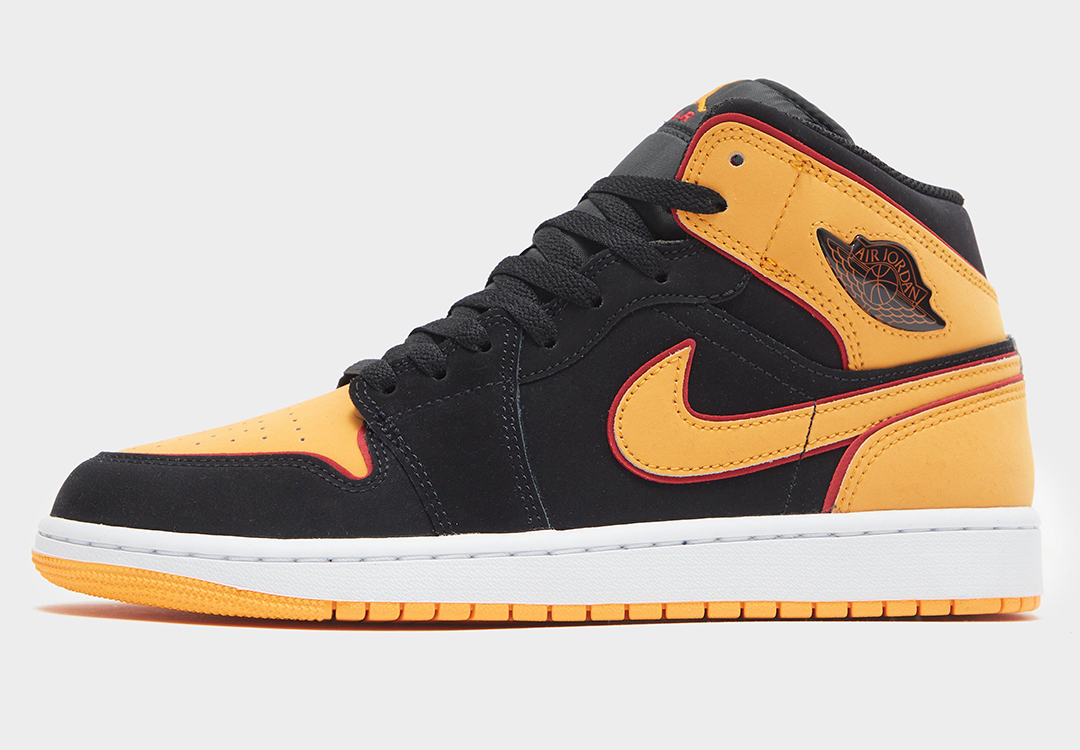 Air Jordan 1 Mid Fat Tongue Black Orange Red Release Date