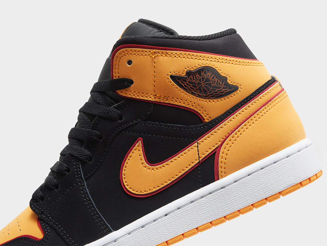 Air Jordan 1 Mid Fat Tongue Black Orange Red Release Date