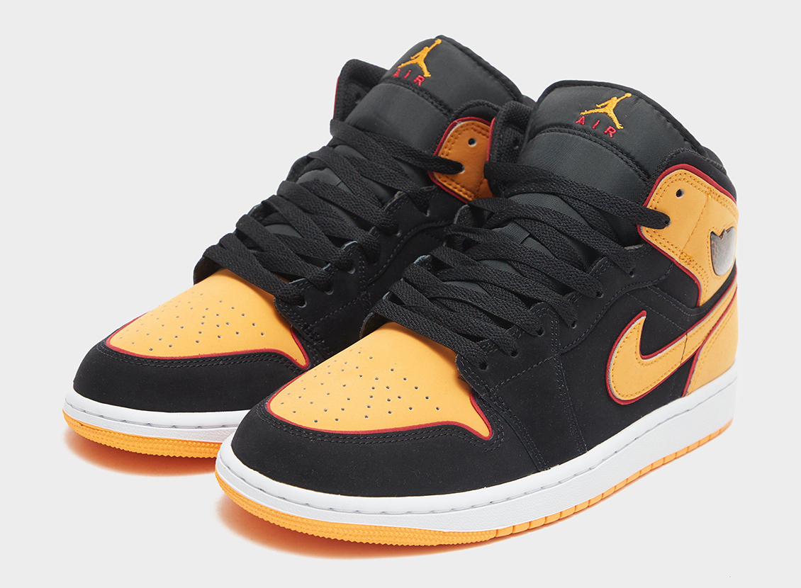 Air Jordan 1 Mid Fat Tongue Black Orange Red Release Date