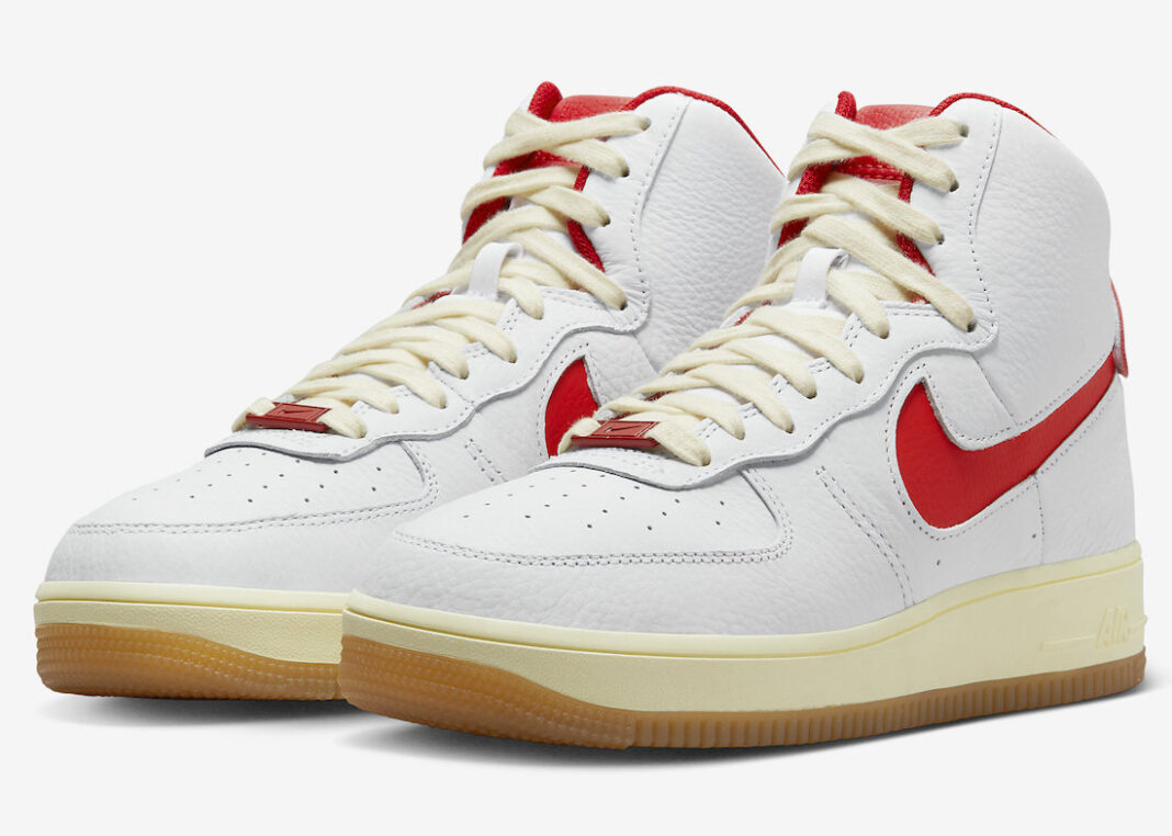 耐克Air Force 1 High Sculpt “White/Red “带有陈旧的审美观