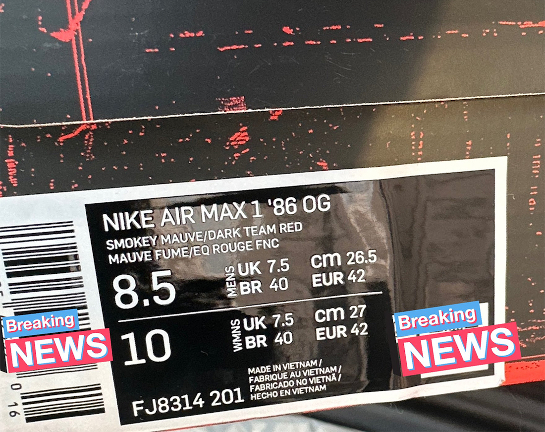 Nike Air Max 1 86 Smokey Mauve Dark Team Red FJ8314-201 Release Date