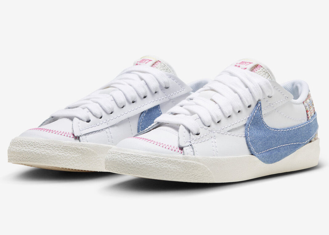 这款Nike Blazer Low Jumbo配有牛仔裤的Swooshes。