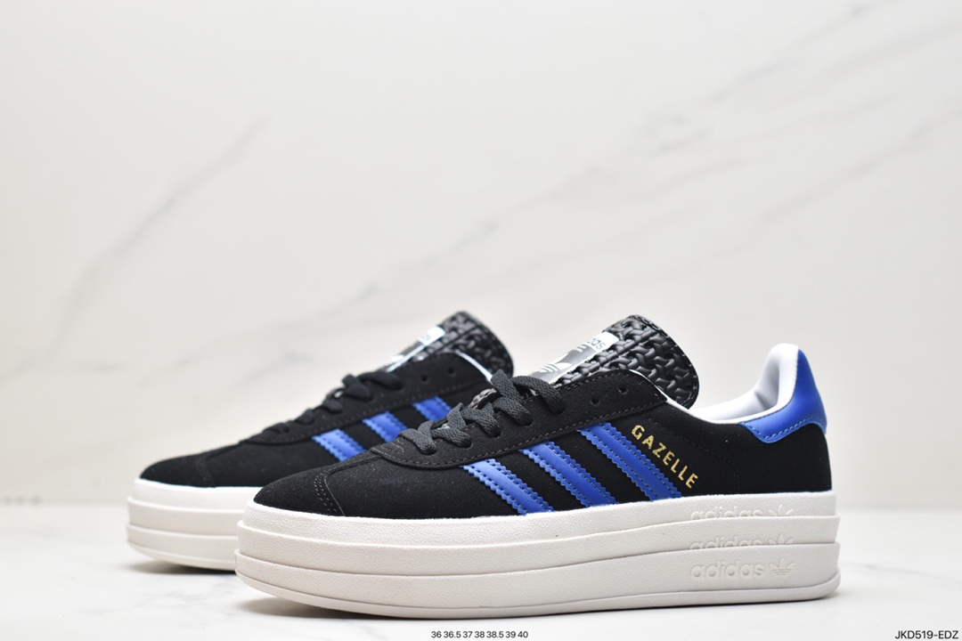 板鞋, 休闲鞋, Originals, Original, HQ4408, EVA, adidas originals Gazelle Bold, adidas Originals, Adidas - 阿迪达斯 adidas originals Gazelle Bold 黑蓝 经典厚底防滑耐磨低帮 板鞋 女款 HQ4408