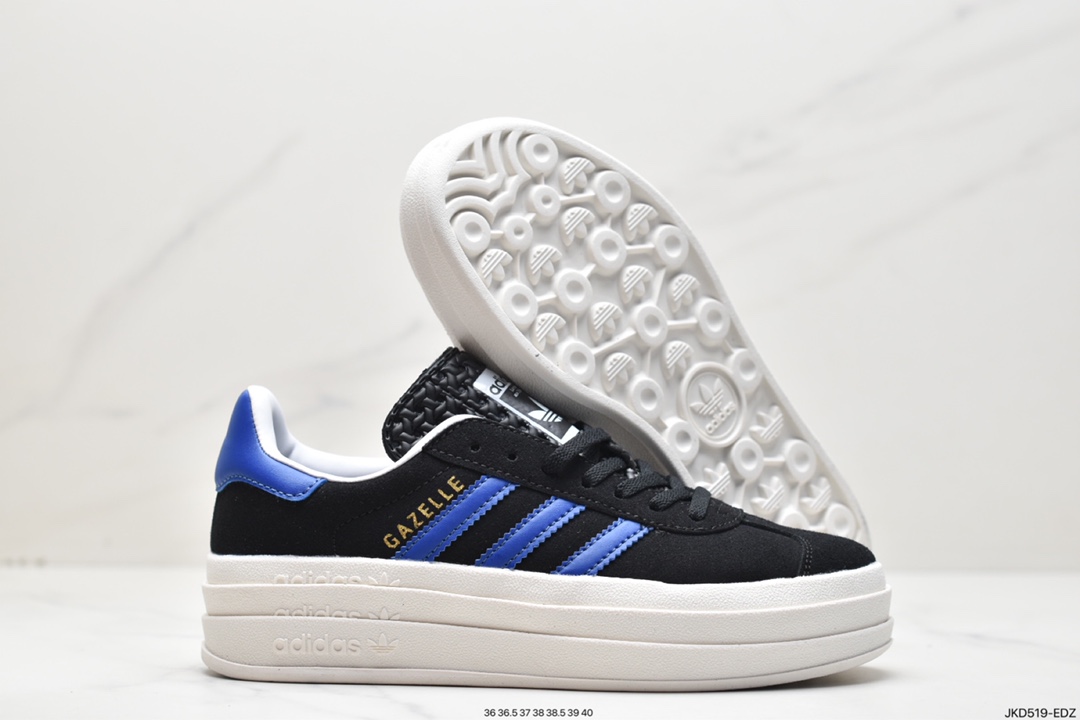 板鞋, 休闲鞋, Originals, Original, HQ4408, EVA, adidas originals Gazelle Bold, adidas Originals, Adidas - 阿迪达斯 adidas originals Gazelle Bold 黑蓝 经典厚底防滑耐磨低帮 板鞋 女款 HQ4408