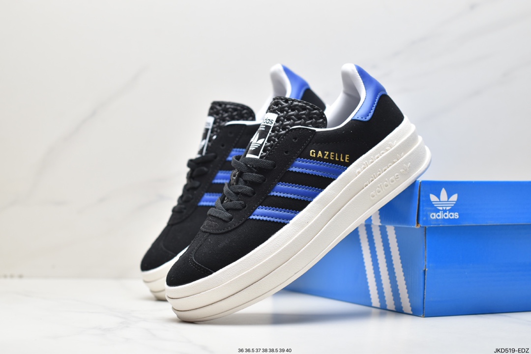 板鞋, 休闲鞋, Originals, Original, HQ4408, EVA, adidas originals Gazelle Bold, adidas Originals, Adidas - 阿迪达斯 adidas originals Gazelle Bold 黑蓝 经典厚底防滑耐磨低帮 板鞋 女款 HQ4408