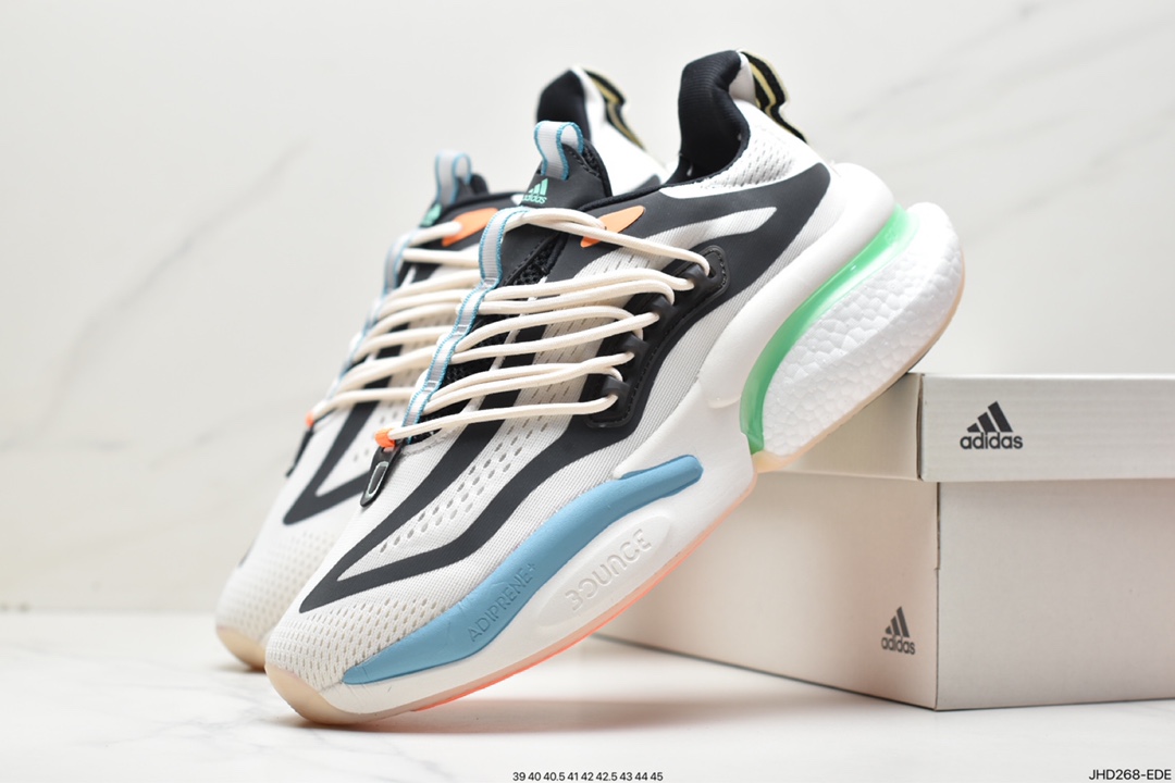 跑鞋, 跑步鞋, Boost, Alphaboost, adidas ALPHABoosTV1 Sustainabe, adidas AlphaBoost, Adidas - 阿迪达斯 adidas ALPHABoosTV1 Sustainabe 白蓝绿 低帮 减震舒适 潮流 耐磨防滑 轻便跑步鞋 白色 低帮跑鞋 HP6613