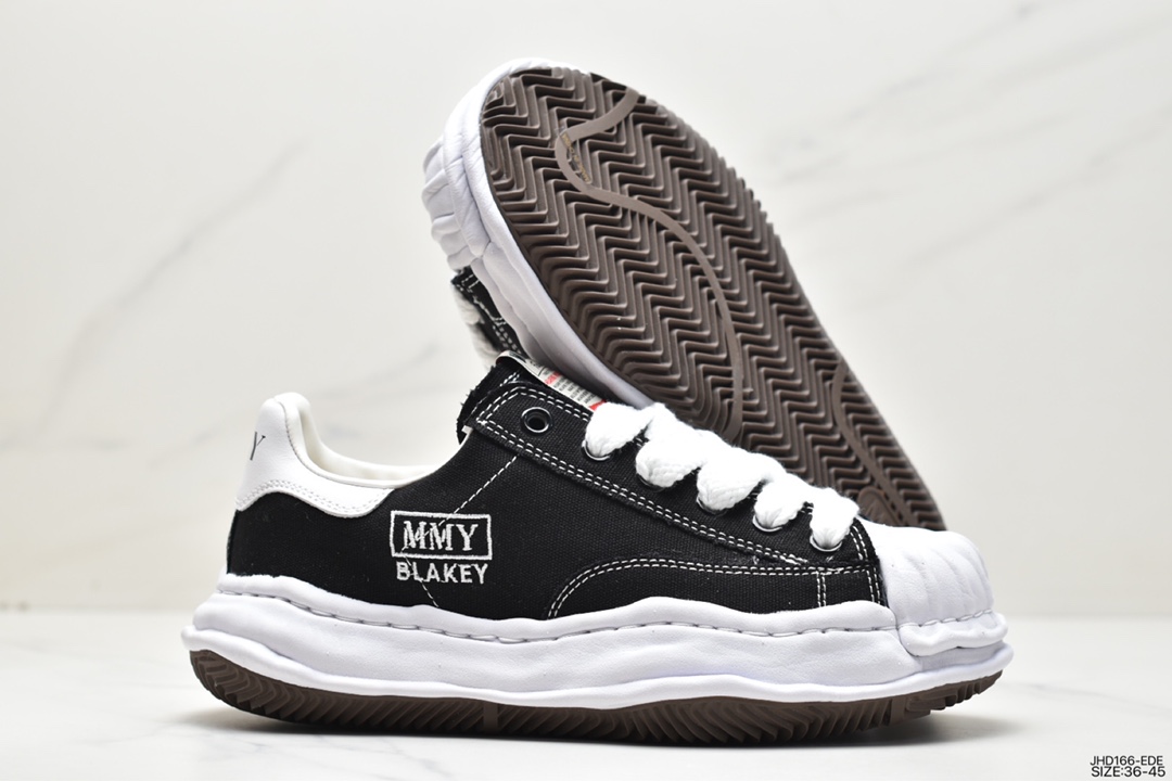 运动鞋, 板鞋, 时尚板鞋, 帆布鞋, WOWXMIHARA YASUHIROBlakey OG Sole, Original Sole Canvas Low, Original, A08FW735NERO - WOWXMIHARA YASUHIROBlakey OG Sole 帆布 低帮系带 防滑 时尚板鞋