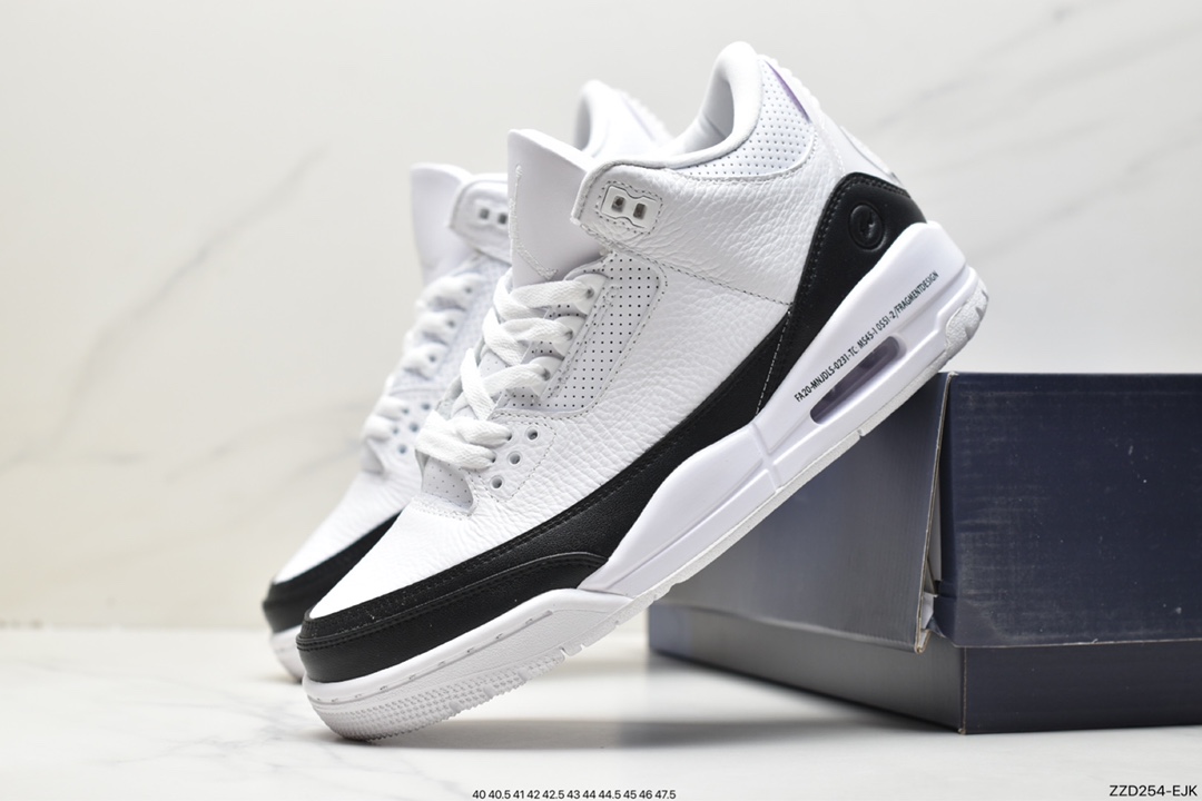 联名, 篮球鞋, Jumpman, Jordan Air Jordan 3, Jordan, Fragment Design x Jordan Air Jordan 3retro sp"white", DA3595-100, AJ3, Air Jordan 3 Retro, Air Jordan 3, Air Jordan - 乔丹 AJ3 Fragment Design x Jordan Air Jordan 3retro sp"white"藤原浩 耐磨中帮 复古篮球鞋 男女同款 黑白 DA3595-100