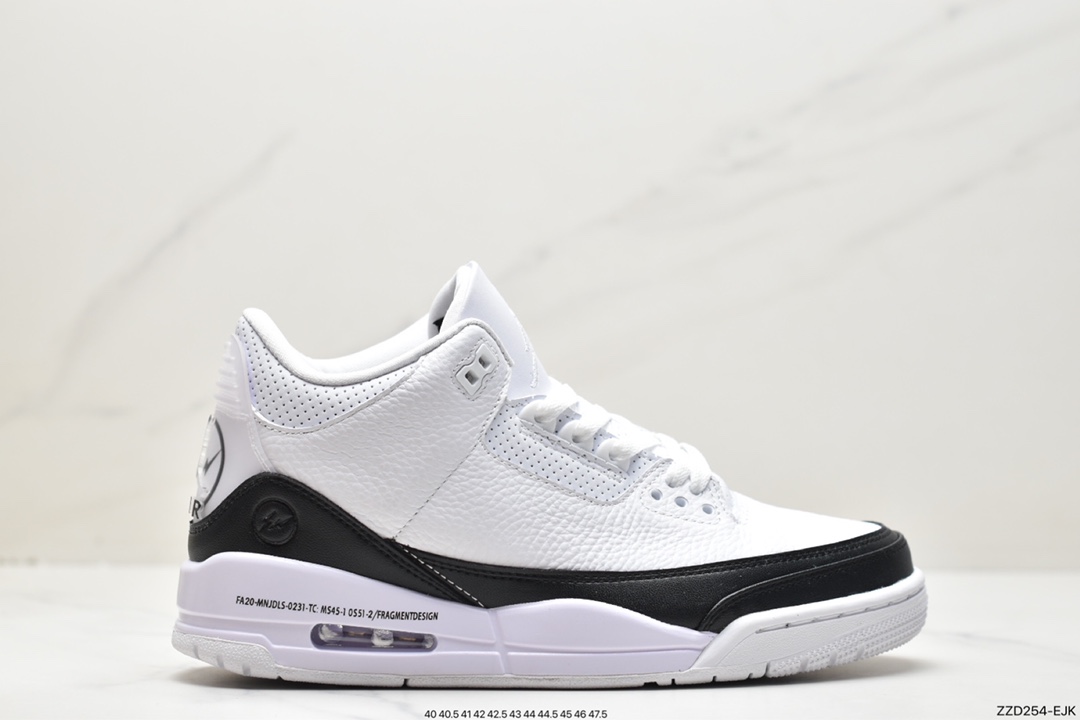 乔丹 AJ3 Fragment Design x Jordan Air Jordan 3retro sp”white”藤原浩 耐磨中帮 复古篮球鞋 男女同款 黑白 DA3595-100