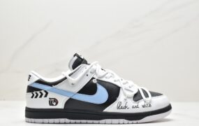 耐克 Nike SB Dunk Low”White/Black” 扣篮系列 低帮休闲 运动滑板板鞋 “白黑浅蓝涂鸦绑绳” DJ6188-002
