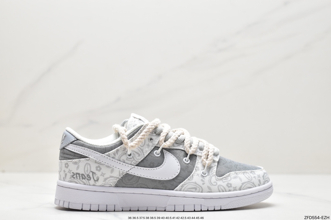 耐克 Nike SB Dunk Low 白灰 腰果花 扣篮系列 低帮休闲 运动滑板板鞋  DJ9955-100