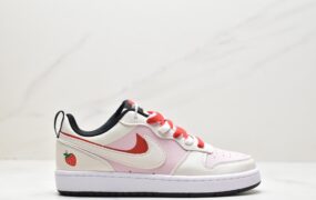 耐克 Nike Court Borough Low 2 (GS) 低帮休闲板鞋 涂鸦艺术情人节草莓 “米红粉 ” BQ5448-110