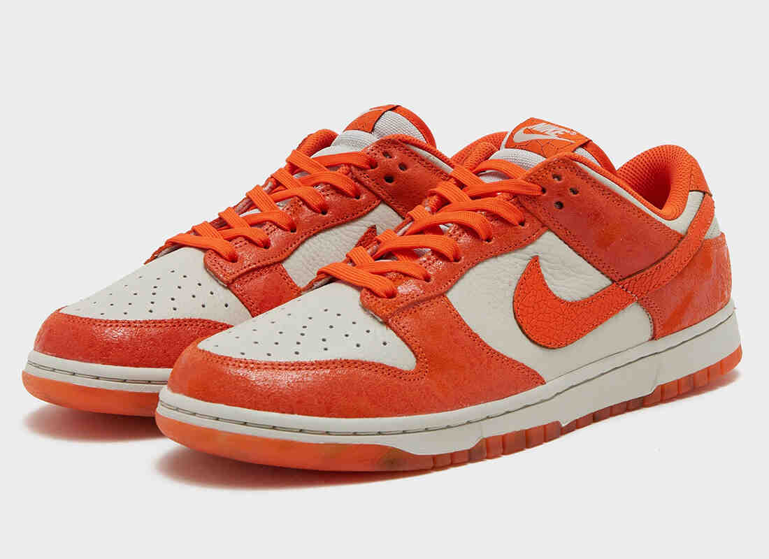 Nike Dunk Low Orange Cracked Leather