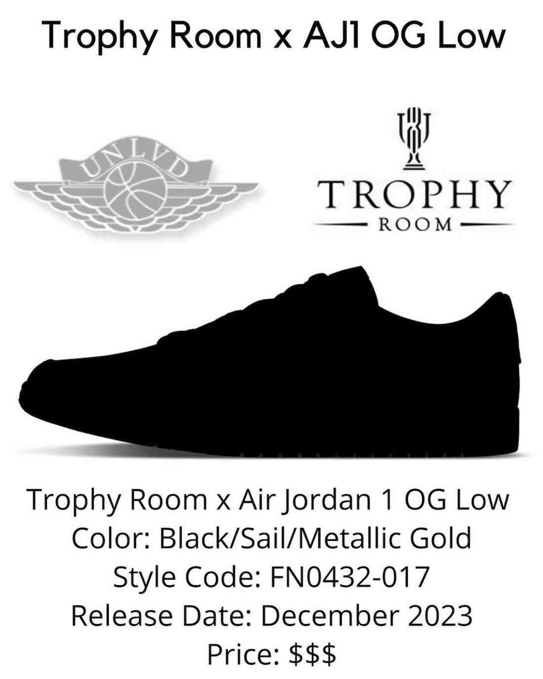 Trophy Room x Air Jordan 1, Trophy Room, Jordan, Air Jordan 1 Low, Air Jordan 1, Air Jordan, AI - 奖杯房 x Air Jordan 1 低帮OG 将于2024年2月发布