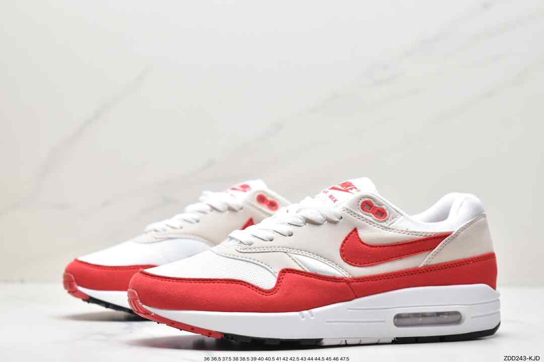 运动鞋, 跑步鞋, Swoosh, Nike Air Max 1, Nike Air Max, Nike Air, NIKE, Air Max 1, Air Max, 908375-103 - 耐克 Nike Air Max 1 减震防滑 复古 低帮 休闲跑步鞋 “白红” 908375-103